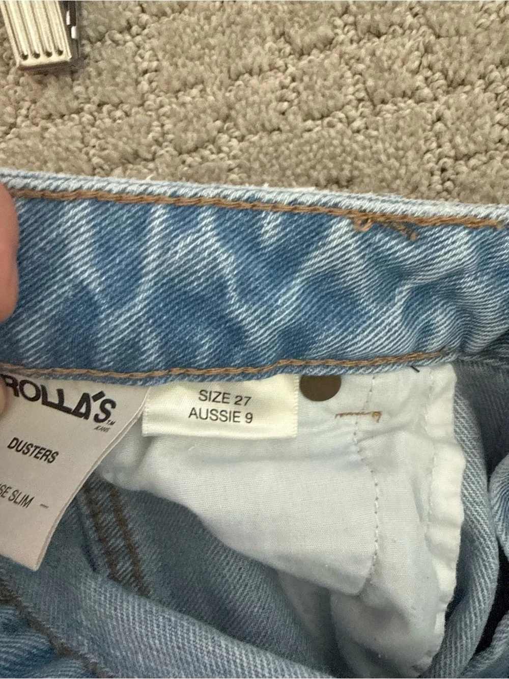 Rolla's Dusters High Rise Slim Denim Shorts Light Wash Distressed Size 27